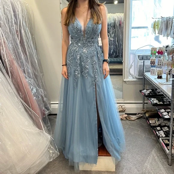 Dave & Johnny | Dresses | Dave Johnny 985 Prom Dress Smoke Blue Size 78 Nwt  | Poshmark